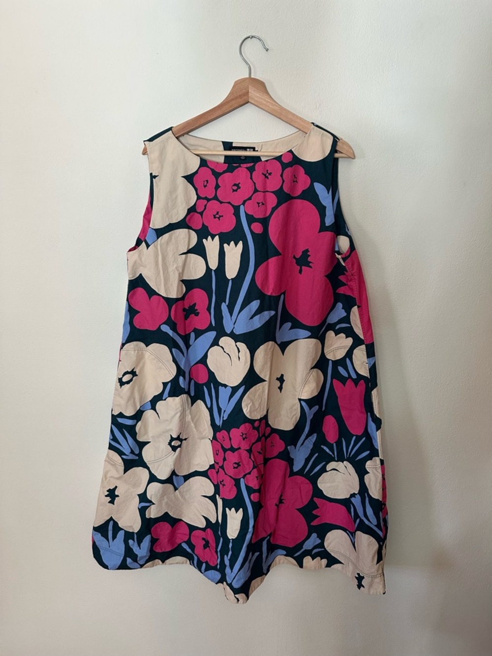 Marimekko Navy Mini Dress with Pink & Cream Floral Print